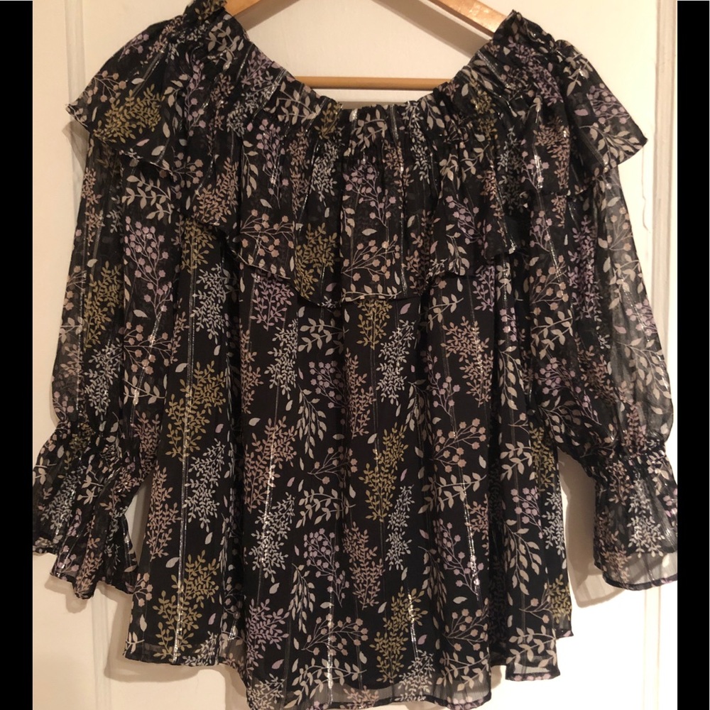 LOFT Shimmer Leaf Off The Shoulder Top